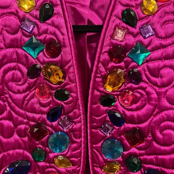 Vintage Satin Quilted Bolero with Stones - Picture 2 of 3
